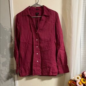 Talbots Fuchsia Linen Blouse
